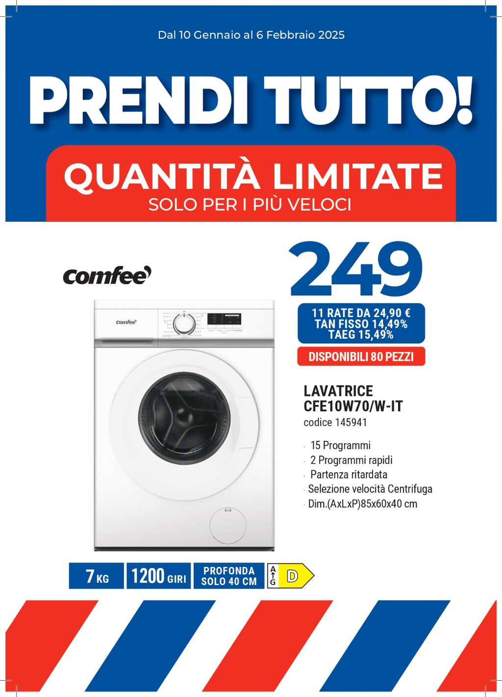 LAVATRICE COMFEE CFE10W70/W-IT 7KG SLIM